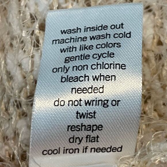 SO Oversized Crewneck Eyelash Knit Sweater Cream Pink Tan  M - Picture 7 of 7